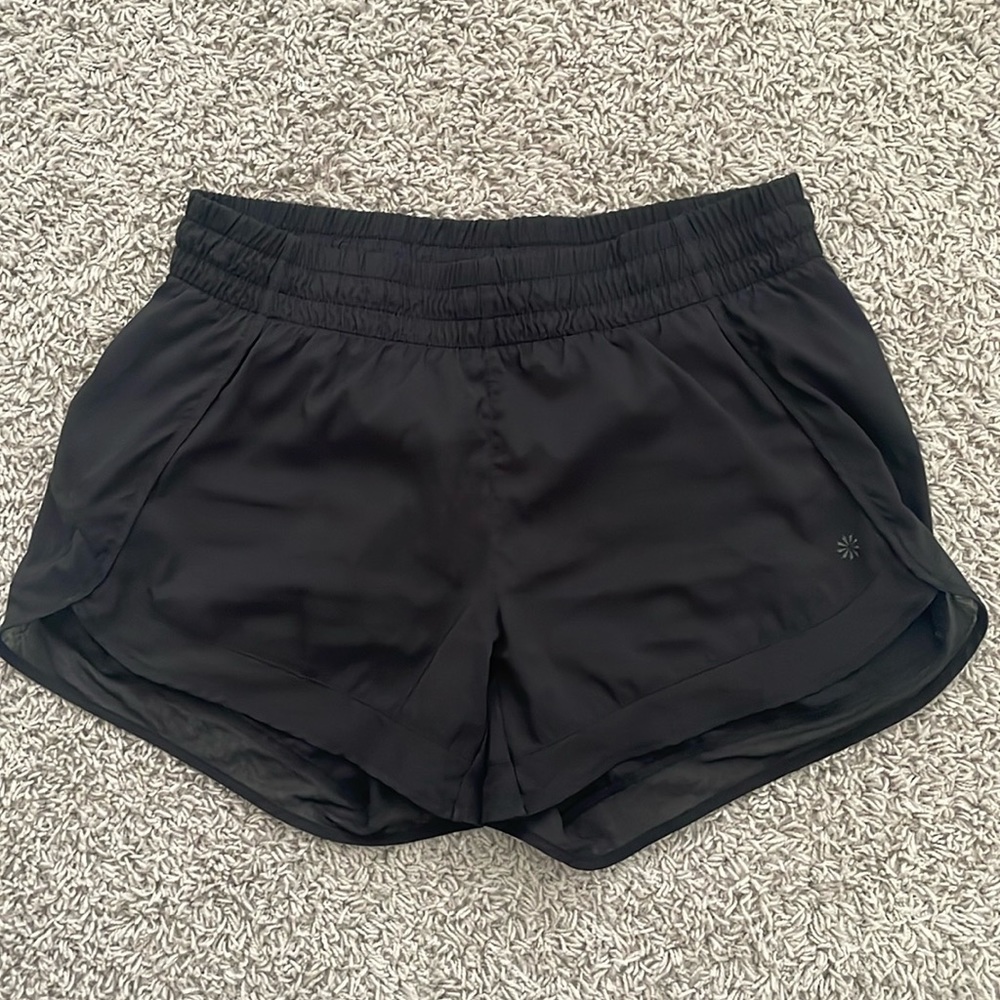 EUC Black Small Athleta Mesh Racer Run Short 4”